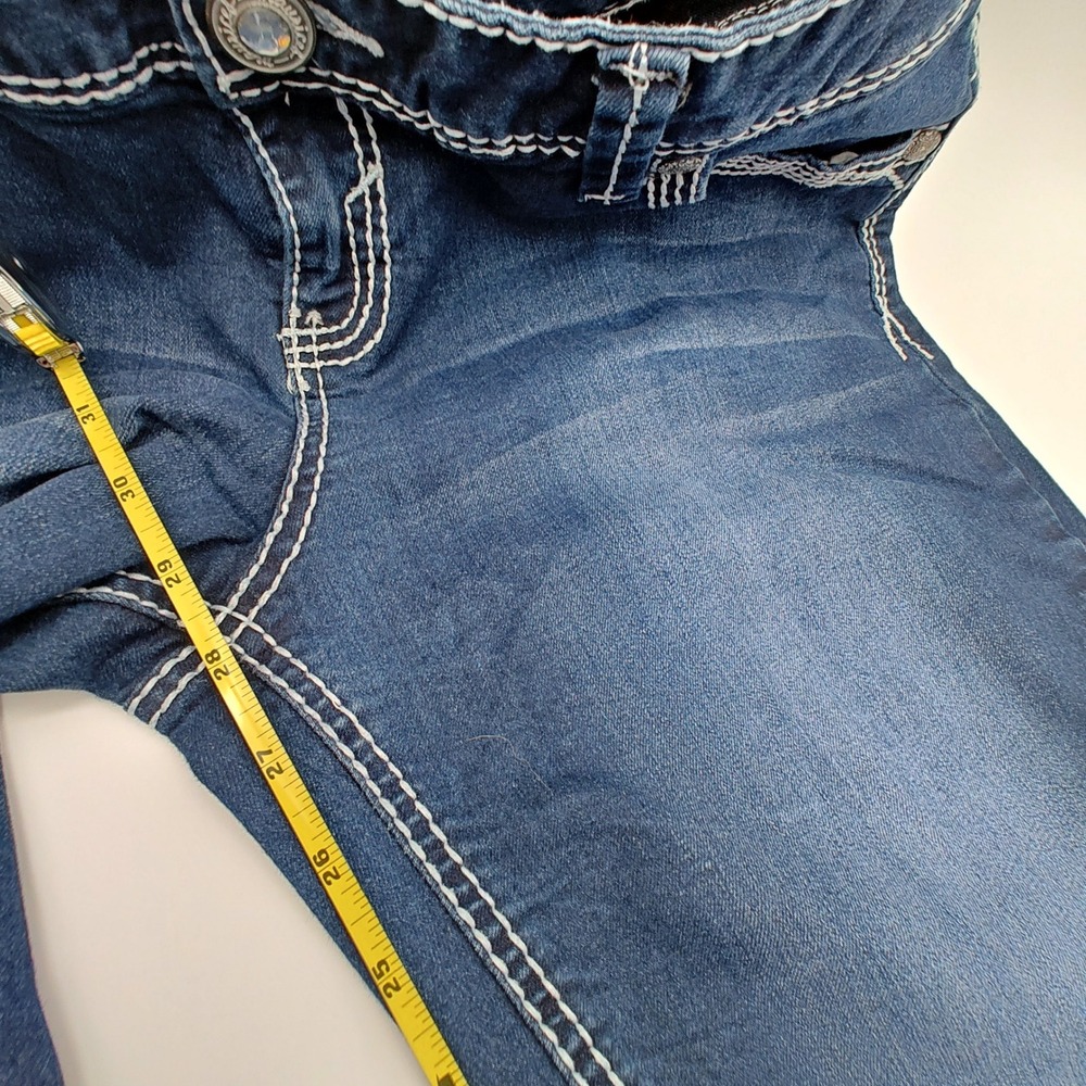 Maurices Bootcut Jeans Womens Large Short Dark Wash Stretch Denim Western - Picture 6 of 8